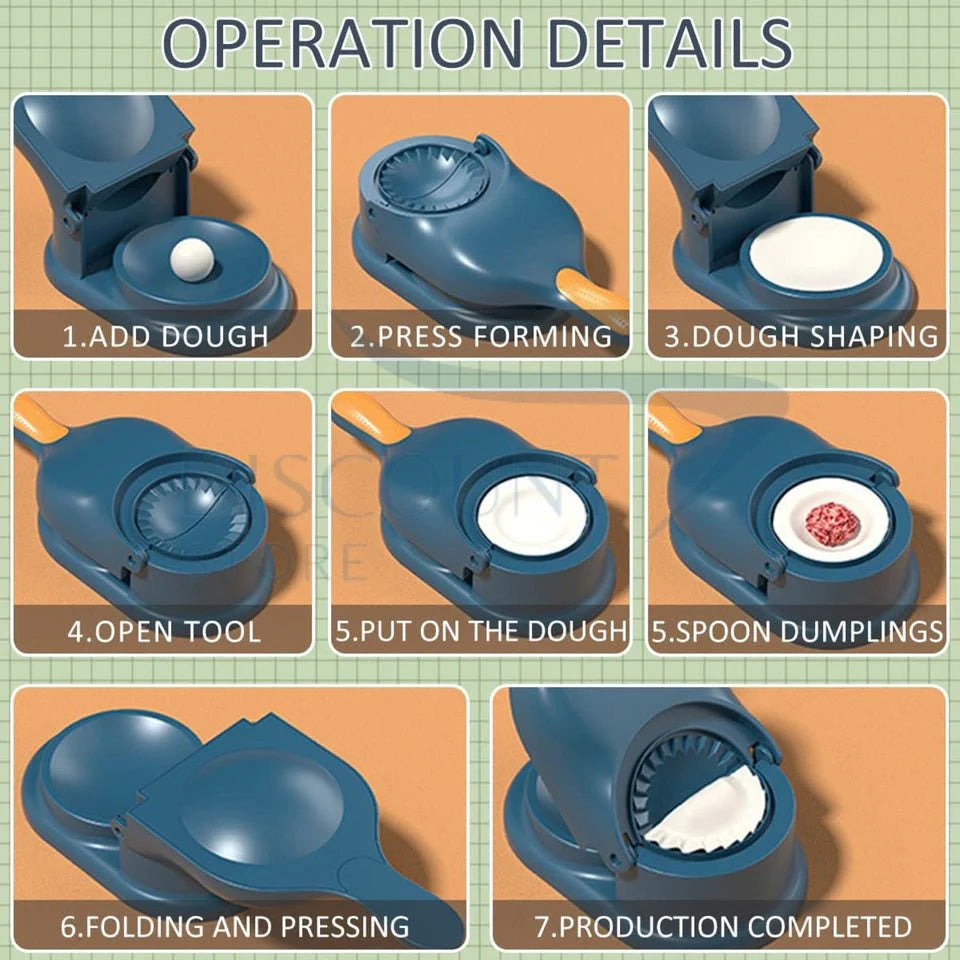 2-in-1 Dumpling & Samosa Maker | Manual Dough Press & Dumpling Mold